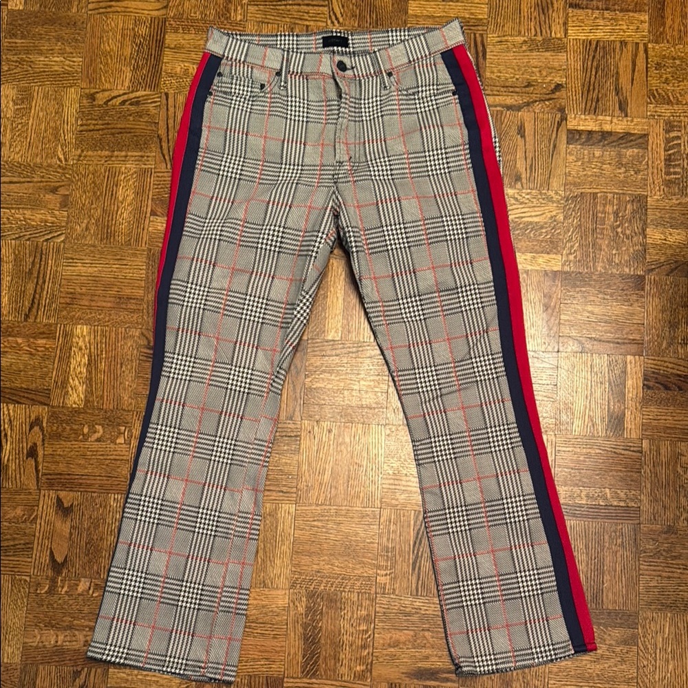MOTHER Red and Black Chinos with Sporty Side Stripes
